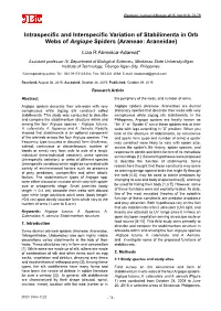 Intraspecific and Interspecific Variation of Stabilimenta in Orb Webs of Argiope Spiders (Araneae: Araneidae) Liza R Abrenica-Adamat*