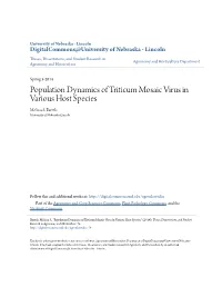Population Dynamics of Triticum Mosaic Virus in Various Host Species Melissa S