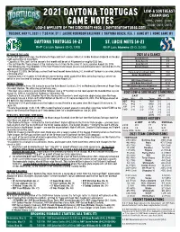 2021 Daytona Tortugas Game Notes