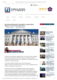 Armenianestonian Education Cooperation: Historic Ties And
