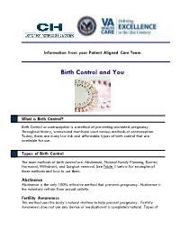 Birth Control and You Version 3