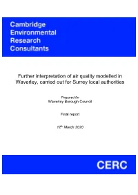 Further Interpretation of Air Quality Modelled in Waverley from CERC