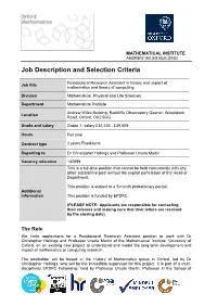Job Description and Person Specificationselection Criteria
