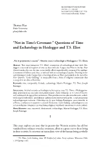 Questions of Time and Eschatology in Heidegger and TS Eliot