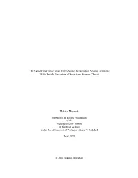 The Failed Emergence of an Anglo-Soviet Cooperation Against Germany: 1930S British Perception of Soviet and German Threats