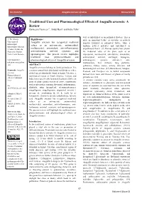 Traditional Uses and Pharmacological Effects of Anagallis Arvensis: a Review Zarmeena Yasmeen1*, Abdul Basit1 and Sidra Tahir2