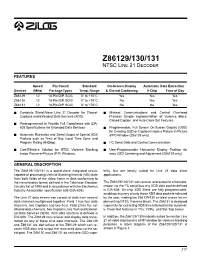 Z86129/130/131 1 Ntsc Line 21 Decoder