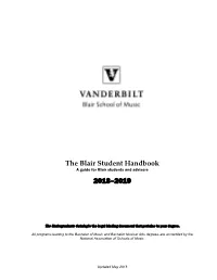 Blair Student Handbook a Guide for Blair Students and Advisers