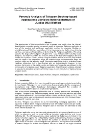 Forensic Analysis of Telegram Desktop-Based Applications Using the National Institute of Justice (NIJ) Method