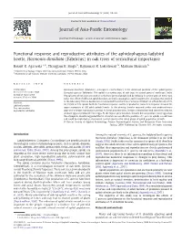 Functional Response and Reproductive Attributes of the Aphidophagous Ladybird Beetle, Harmonia Dimidiata (Fabricius) in Oak Trees of Sericultural Importance