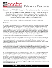 Guidelines for the Use of Fishes in Research
