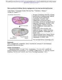 Heme Synthesis Inhibition Blocks Angiogenesis Via Mitochondrial Dysfunction