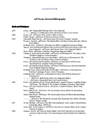 Jeff Koons Selected Bibliography