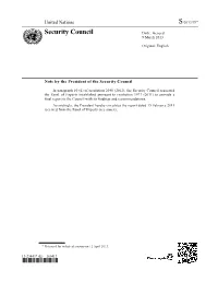 Libya Established Pursuant to Resolution 1973 (2011) Addressed to the President of the Security Council