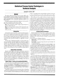 Statistical Process Control Techniques in Technical Analysis