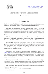 Arithmetic Physics – Abel Lecture