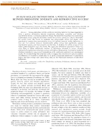 Do Rewardless Orchids Show a Positive Relationship Between Phenotypic Diversity and Reproductive Success?