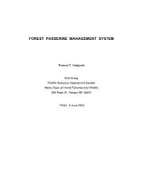 Forest Passerine Species Management System