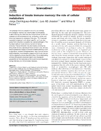 Induction of Innate Immune Memory: the Role of Cellular Metabolism