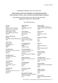 Italy, Europe and Israel: Building a Privileged Partnership Italia, Europa E Israele: Come Costruire Una Partnership Privilegiata