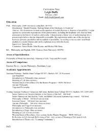 Leigh Duffy February, 2020 Email: Duffy.Leigh@Gmail.Com