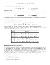 Limit Definition of the Derivative