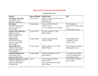 Open House Dates 2016-2017