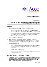 Pacific National / Linfox – Proposed Acquisitions of Intermodal Assets from Aurizon Purpose