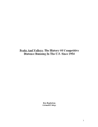 Peaks and Valleys: the History of Competitive Distance Running in the U.S