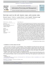 Real Time Search on the Web: Queries, Topics, and Economic Value ⇑ Bernard J
