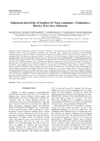 Indigenous Knowledge of Bamboos by Naga Community, Tasikmalaya District, West Java, Indonesia