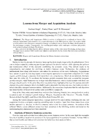 Lessons from Merger and Acquisition Analysis
