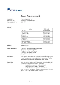 NEIA 20110902 Index Announcement