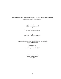 Prisoners' Coping Skills and Involvement in Serious Prison Misconduct and Violence