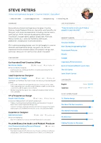 Steve Peters Resume