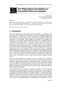 The Philosophical Foundations of Foucaultian Discourse Analysis