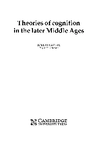 Theories of Cognition in the Later Middle Ages