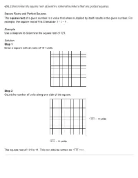 9N1.5 Determine the Square Root of Positive Rational Numbers That Are Perfect Squares