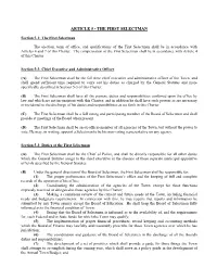 Article 5 - the First Selectman
