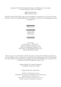 Copyright © 2020 by the Institute for European and Mediterranean Archaeology the State University of New York at Buffalo