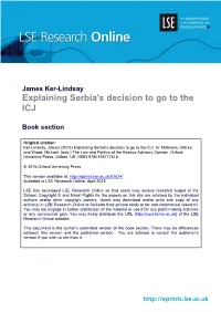 Explaining Serbia's Decision to Go to the ICJ