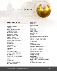 K Street Union Song List May 2021