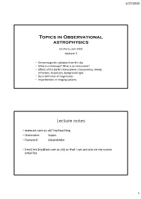 Lecture Notes