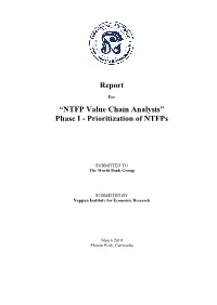 NTFP Value Chain Analysis” Phase I - Prioritization of Ntfps