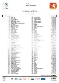 Pre-Draw List by FIE Rank