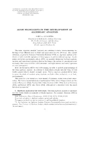 Some Highlights in the Development of Algebraic Analysis