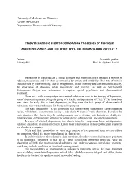 Study Regarding Photodegradation Processes of Tricyclic Antidepressants and the Toxicity of the Degradation Products