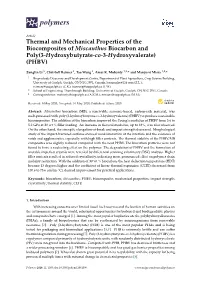 Thermal and Mechanical Properties of the Biocomposites of Miscanthus Biocarbon and Poly(3-Hydroxybutyrate-Co-3-Hydroxyvalerate) (PHBV)