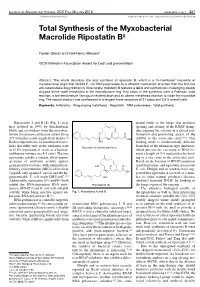 Total Synthesis of the Myxobacterial Macrolide Ripostatin B‡