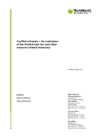 An Evaluation of the Dodd-Frank Act and Other Resource-Related Measures
